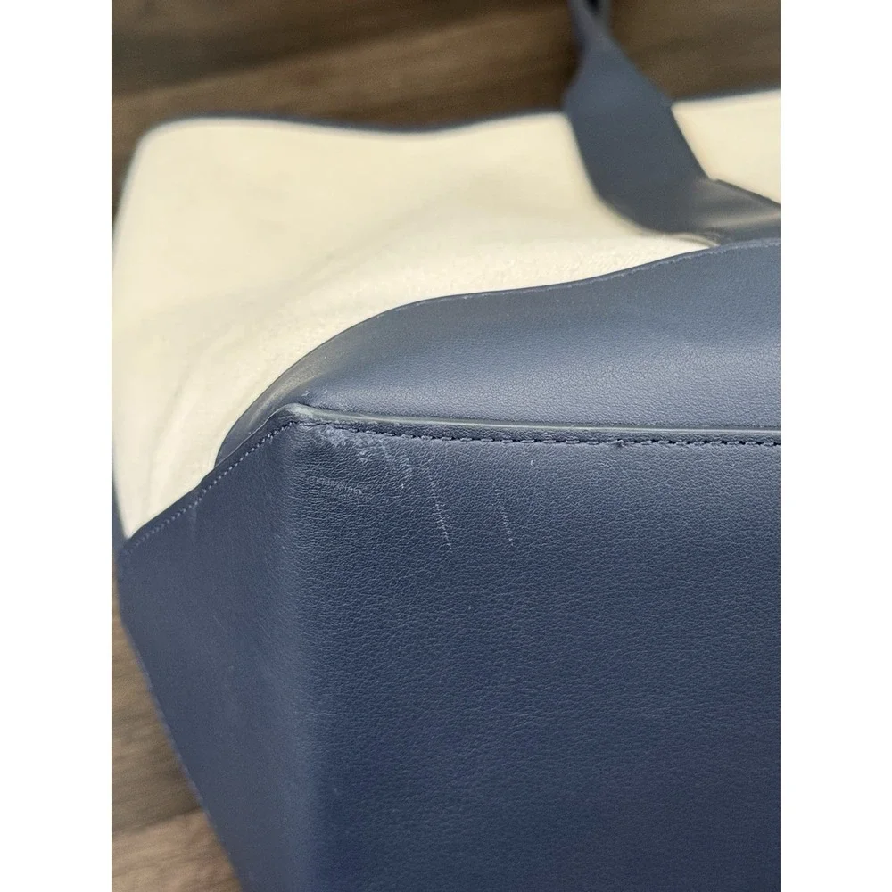 Kate Spade Canvas Racing Stripe Large Tote Bag Cream/Navy Green/Blue Stripe EUC